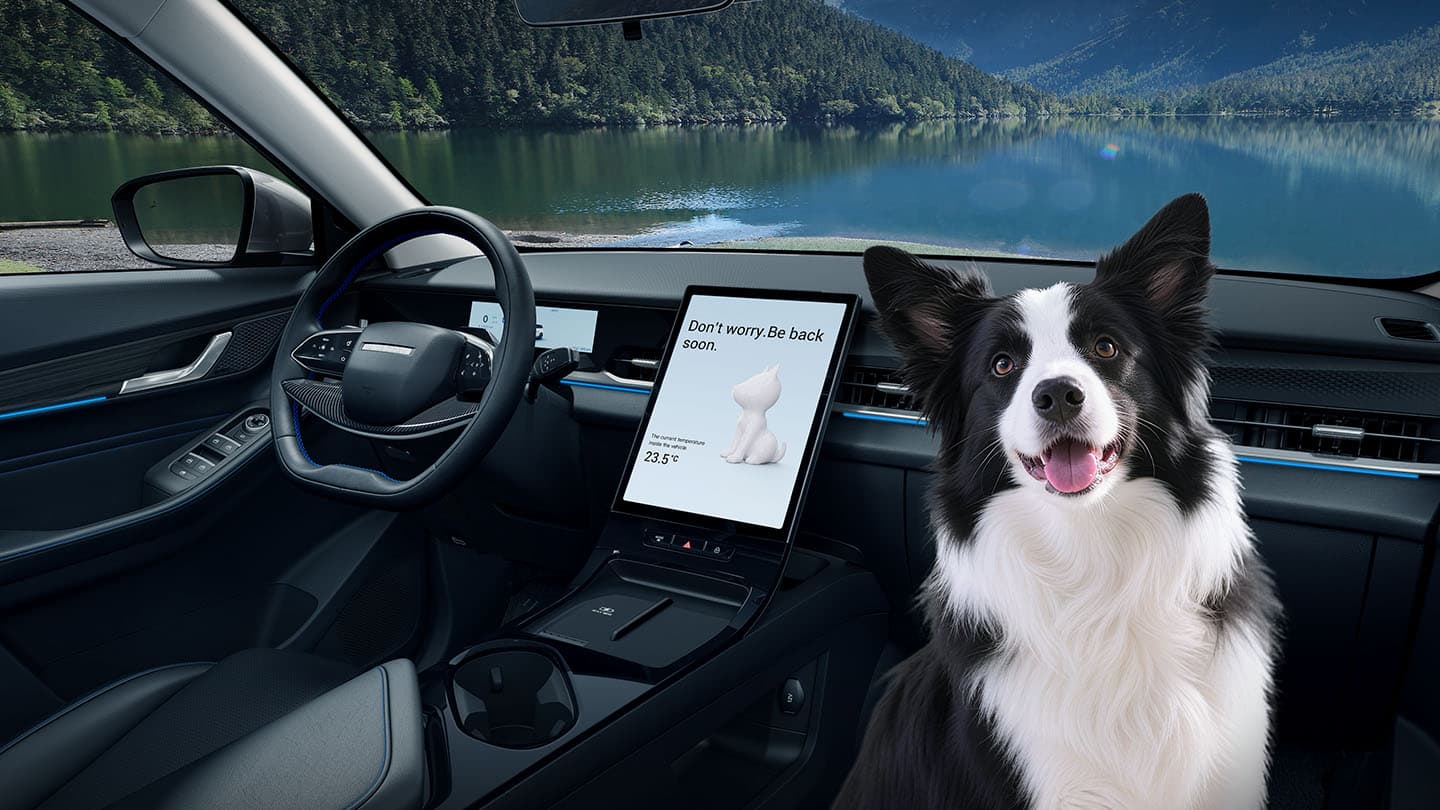 JAECOO J5 EV udstyret til at tage hunden / kæledyret med